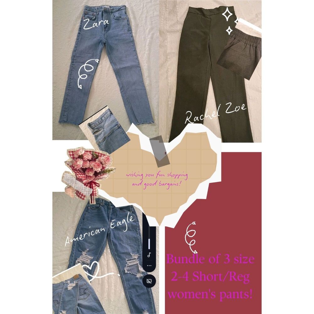 Women's Size 2/4 S Pants Bundle Of 3, ZARA, American Eagle, Rachel Zoe Excellent